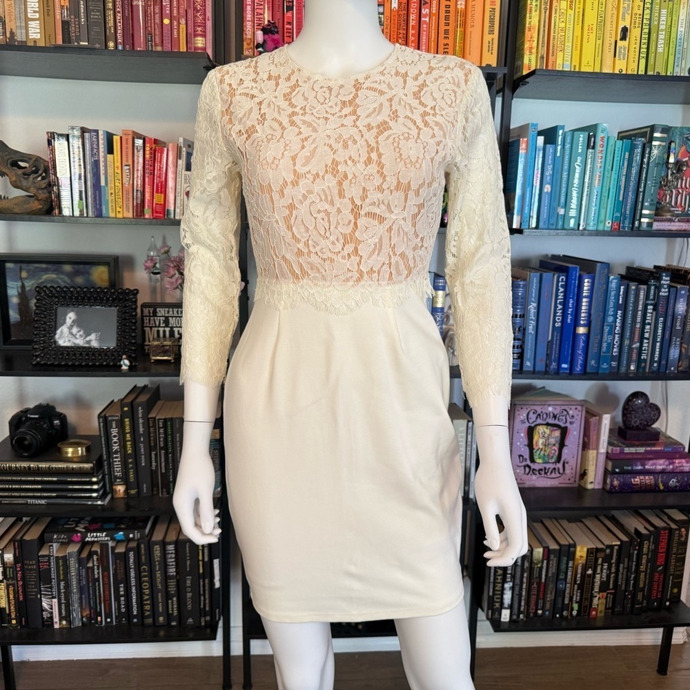LuLu’s Elegant Cream Lace Dress